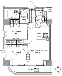 パークハビオ秋葉原 2LDKの間取図画像