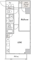ミリアレジデンス駒込 4階1LDKの間取り