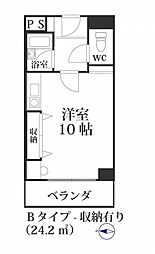 ビジネスワン六本松 ワンルームの間取図画像