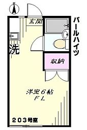 パールハイツ ワンルームの間取図画像