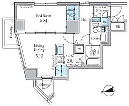 パークアクシス御徒町 4階1LDKの間取り