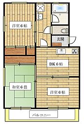 ガーデンハイツ今屋敷 3DKの間取図画像