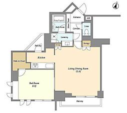 ドゥーエ西麻布1 1LDKの間取図画像