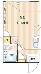 ヴィラ下北沢-C ワンルームの間取図画像