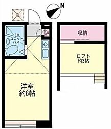 フローレオ相原 2階ワンルームの間取り