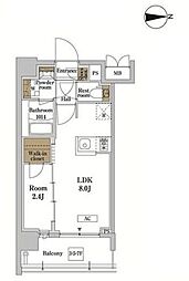 ＲＪＲプレシア蒲田 6階1LDKの間取り