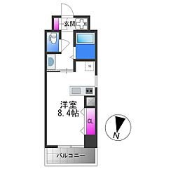 Osaka Metro中央線 緑橋駅 徒歩2分の賃貸マンション 6階ワンルームの間取り