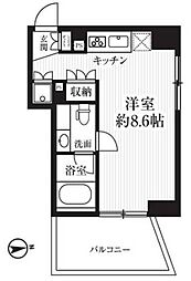 HF千駄木レジデンス ワンルームの間取図画像