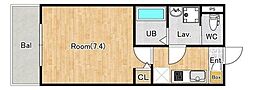 ジーメゾン狭山 1Kの間取図画像