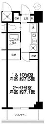 アーツ芝浦 1Kの間取図画像