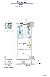 プラウドフラット浅草トレサージュ 11階1DKの間取り