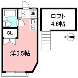 パークサイド芦花 1階ワンルームの間取り