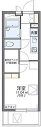 レオパレスアクセス登戸 3階1Kの間取り