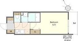 Alivis福島海老江 1Kの間取図画像