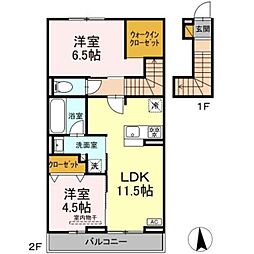 リッシュセゾン O 2LDKの間取図画像