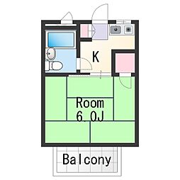 秀和コーポ 1Kの間取図画像