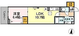 アンジュール大谷口 1LDKの間取図画像