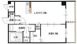 ブライトック南越谷 1LDKの間取図画像