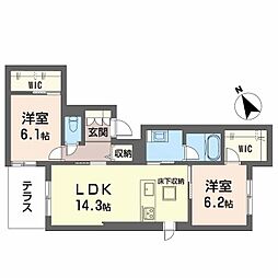 ナカナカ スクエア 2LDKの間取図画像