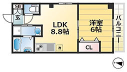 JR東海道・山陽本線 灘駅 徒歩9分の賃貸マンション 2階1LDKの間取り