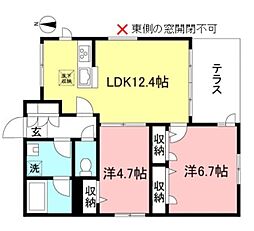GRANDPARM明大前 2LDKの間取図画像