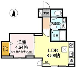 ラ・フルール 1LDKの間取図画像