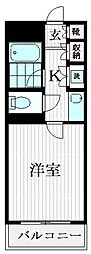 セラン 4階1Kの間取り