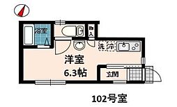 レスタ北千住 1階ワンルームの間取り