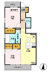 ルピナスB 2DKの間取図画像
