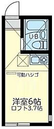 ユナイト新川崎ソクラテスの杜 1階ワンルームの間取り