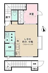 シャルモント 2階1LDKの間取り