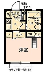 カフーかしわ台 1Kの間取図画像