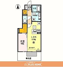 あーばんはいつ神前2 1LDKの間取図画像