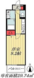 ルミエール 1Kの間取図画像
