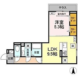 JR中央線 八王子駅 徒歩9分の賃貸アパート 1階1LDKの間取り