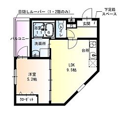 岸和田市宮本町アパート 1LDKの間取図画像