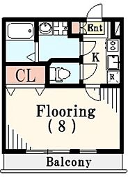 クレフラスト松戸吉井町B棟 1Kの間取図画像