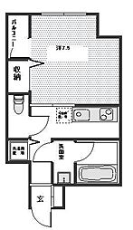 ガーデンコート石井 1Kの間取図画像