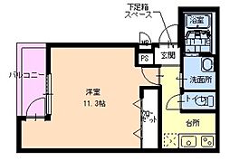 フジパレス下新庄2番館 1Kの間取図画像