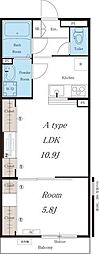 リブリ・ALI 1LDKの間取図画像