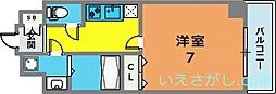 スワンズ新神戸ウィータ 8階1Kの間取り