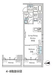 パークアクシス新宿西落合 1LDKの間取図画像