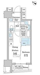 デュオフラッツ日本橋水天宮 7階1DKの間取り