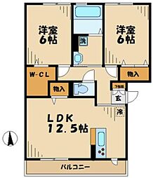 ラ・テール　ドゥ 3階2LDKの間取り