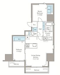 VISTA西早稲田 5階2LDKの間取り