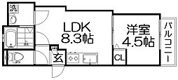 ALEGRIA星田 1LDKの間取図画像