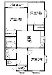 マッシュルーム・77 3DKの間取図画像