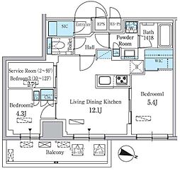 パークアクシス板橋本町ステーションゲート 8階2SLDKの間取り