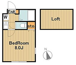 ラシャンス東橋本第3　1号棟 1階1Kの間取り