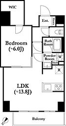 ロイジェント上野桜木 5階1LDKの間取り